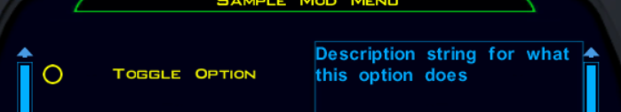 The "Toggle Option" control appearing in the menu, with its description to the right